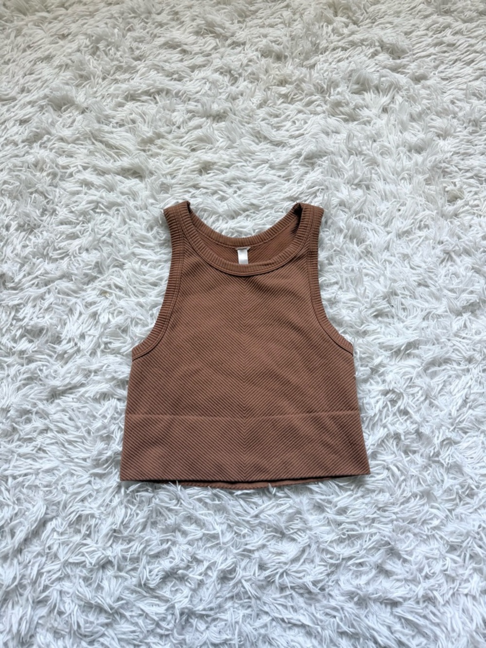 Nikibiki Ribbed Crop Tank Top in Brown